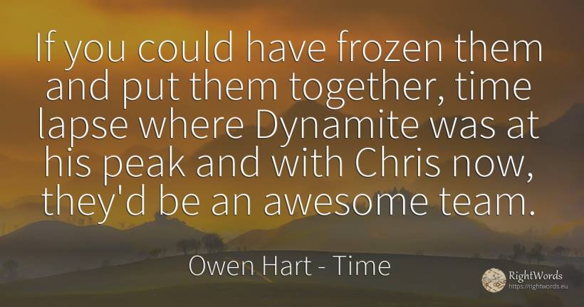 If you could have frozen them and put them together, time... - Owen Hart, quote about time