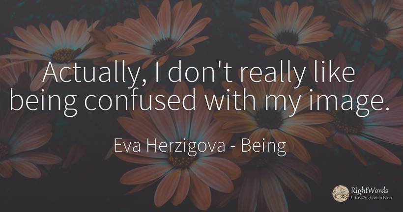 Actually, I don't really like being confused with my image. - Eva Herzigova, quote about being