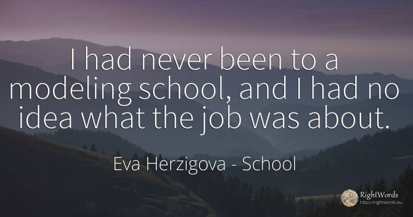 I had never been to a modeling school, and I had no idea... - Eva Herzigova, quote about school, idea