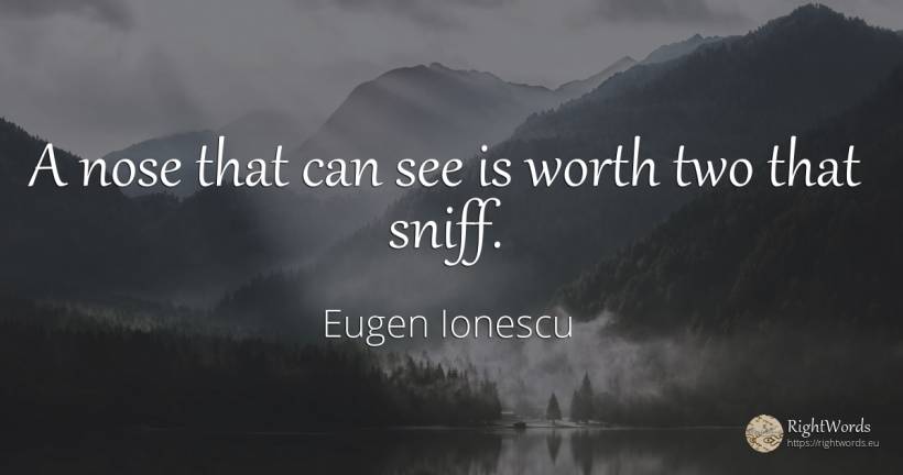 A nose that can see is worth two that sniff. - Eugen Ionescu (Eugene Ionesco)