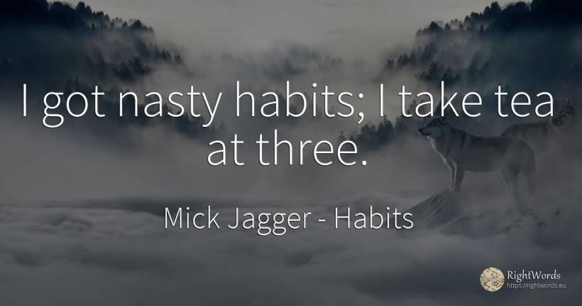 I got nasty habits; I take tea at three. - Mick Jagger, quote about habits