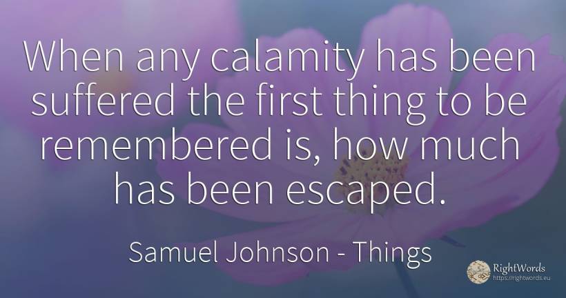 When any calamity has been suffered the first thing to be... - Samuel Johnson, quote about things