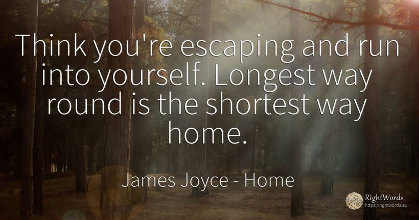 Think you're escaping and run into yourself. Longest way... - James Joyce, quote about home