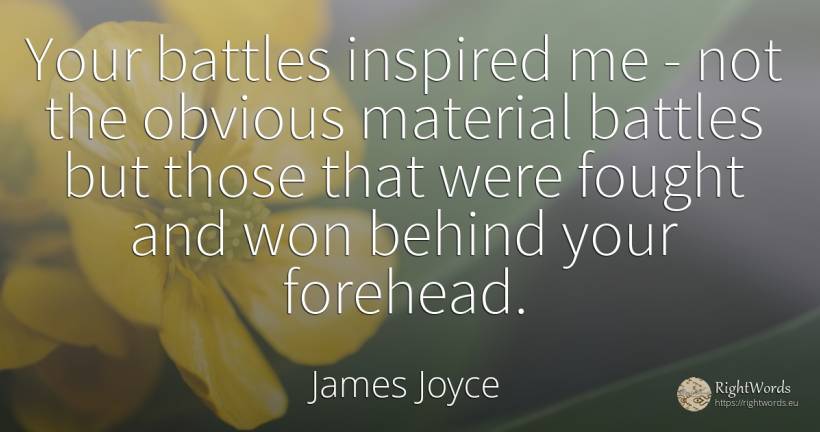 Your battles inspired me - not the obvious material... - James Joyce