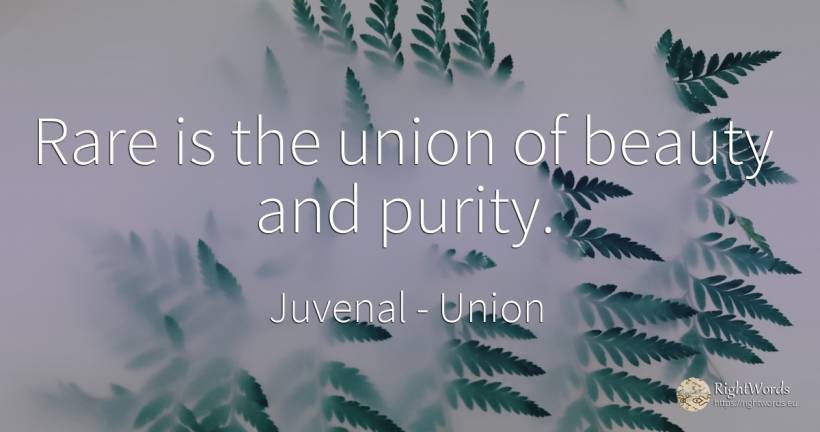 Rare is the union of beauty and purity. - Juvenal, quote about union, beauty