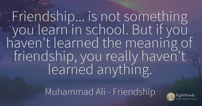 Friendship... is not something you learn in school. But...