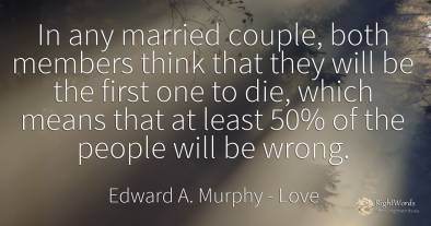 In any married couple, both members think that they will...