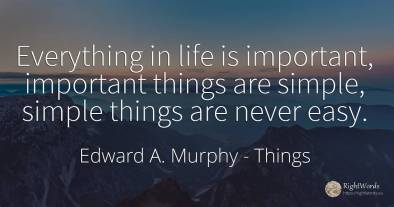 Everything in life is important, important things are...