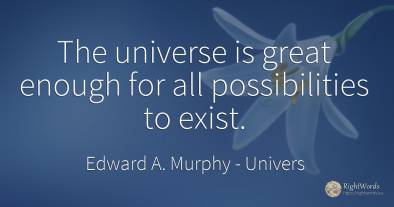 The universe is great enough for all possibilities to exist.