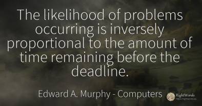 The likelihood of problems occurring is inversely...