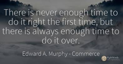 There is never enough time to do it right the first time, ...