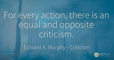For every action, there is an equal and opposite criticism.