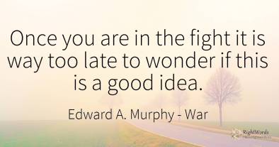 Once you are in the fight it is way too late to wonder if...
