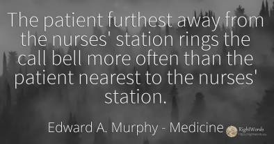 The patient furthest away from the nurses' station rings...