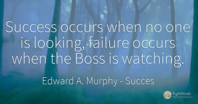 Success occurs when no one is looking, failure occurs when the Boss is watching