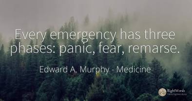 Every emergency has three phases: panic, fear, remarse.