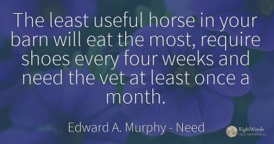 The least useful horse in your barn will eat the most, ...