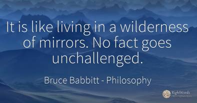 It is like living in a wilderness of mirrors. No fact...