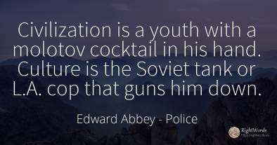 Civilization is a youth with a molotov cocktail in his...