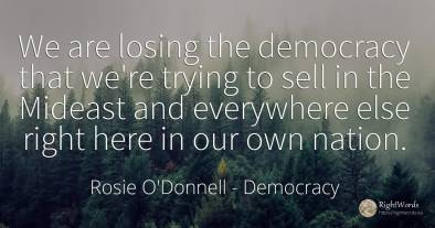 We are losing the democracy that we're trying to sell in...