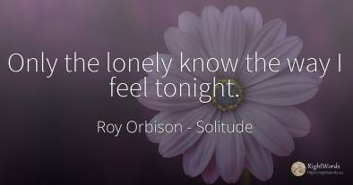 Only the lonely know the way I feel tonight.
