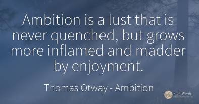 Ambition is a lust that is never quenched, but grows more...