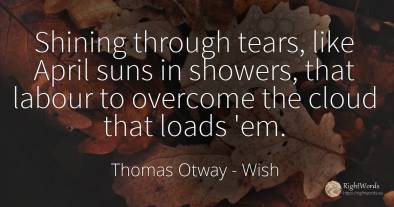 Shining through tears, like April suns in showers, that...