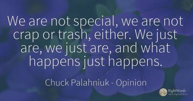 We are not special, we are not crap or trash, either. We...