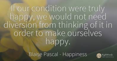 If our condition were truly happy, we would not need...
