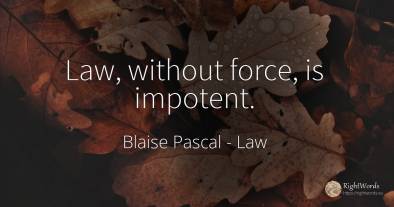 Law, without force, is impotent.