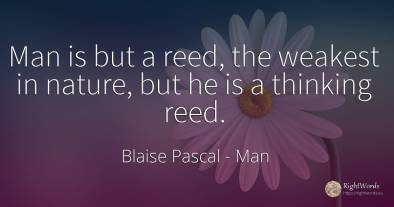 Man is but a reed, the weakest in nature, but he is a...