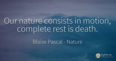 Our nature consists in motion, complete rest is death.