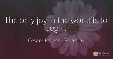 The only joy in the world is to begin.