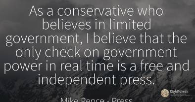 As a conservative who believes in limited government, I...