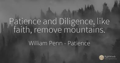 Patience and Diligence, like faith, remove mountains.