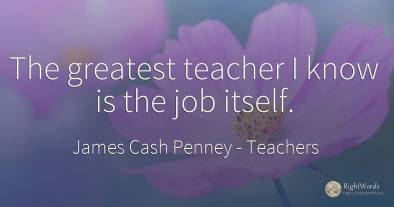 The greatest teacher I know is the job itself.