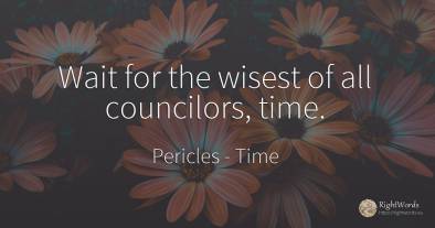 Wait for the wisest of all councilors, time.