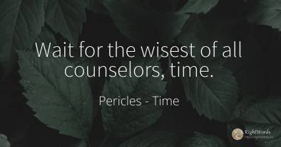 Wait for the wisest of all counselors, time.