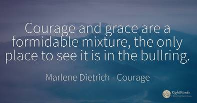 Courage and grace are a formidable mixture, the only...