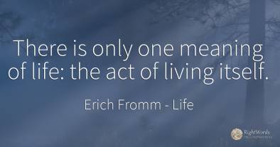 There is only one meaning of life: the act of living itself.