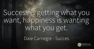 Success is getting what you want, happiness is wanting...