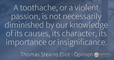A toothache, or a violent passion, is not necessarily...