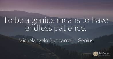 To be a genius means to have endless patience.
