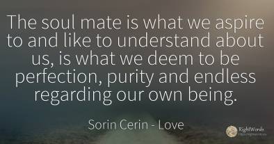 The soul mate is what we aspire to and like to understand...