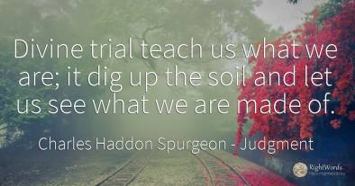 Divine trial teach us what we are; it dig up the soil and...