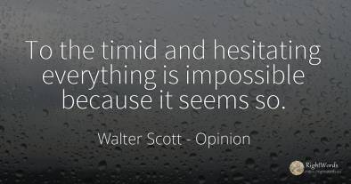 To the timid and hesitating everything is impossible...