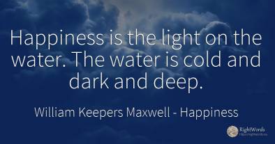 Happiness is the light on the water. The water is cold...