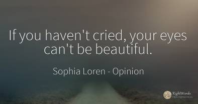 If you haven't cried, your eyes can't be beautiful.