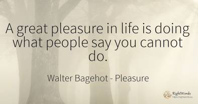 A great pleasure in life is doing what people say you...