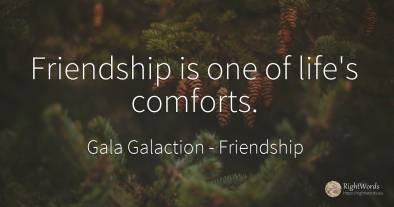Friendship is one of life's comforts.